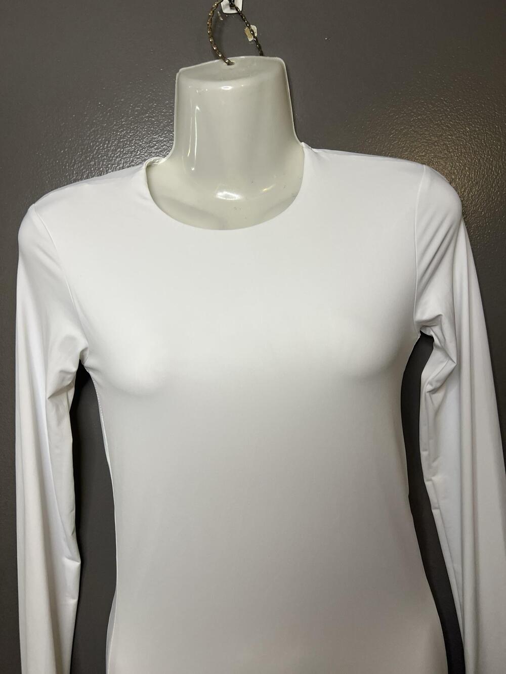 Zara Shirt Womens Small White Crew Neck Long Sleeve Basic Stretch Tee Top
